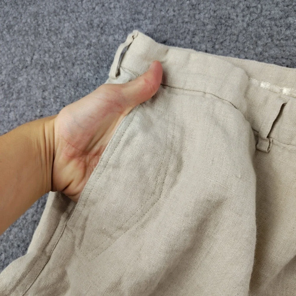 Island Importer Mens Tan Linen Pants Straight Leg Beach Wedding Size 38 Beige